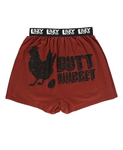 Lazy One Funny Animal Boxers, Novelty Boxer Shorts, Humorous Underwear, Gag Gifts for Men, Farm, Chicken (Butt Nugget Boxer, X-Large)