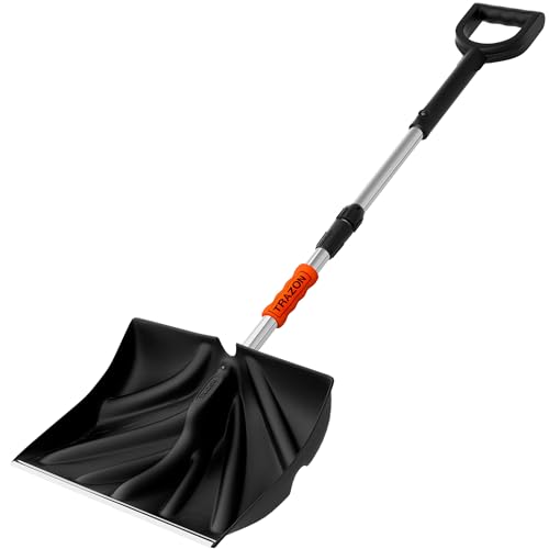 Snow Shovel for Driveway Car Home Garage - Portable Folding Snow Shovel with Retractable Ergonomical Handle and Large Capacity for Snow Removal - Heavy Duty Metal Collapsible Shovel Removal