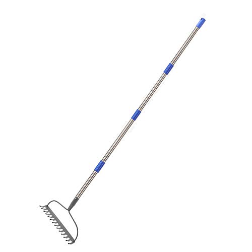 HOSKO 5FT Bow Rake，60 inches L Handle x 13.5 inches W Head Metal Bow Rake with Heavy Duty Construction for Gardening, Land Management, Yard Work, Farming and Outdoor