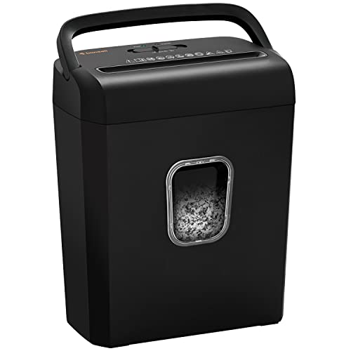 Bonsaii 6-Sheet Micro-Cut Paper Shredder, P-4 High-Security for Home & Small Office Use, Shreds Credit Cards/Staples/Clips, 3.4 Gallons Transparent Window Wastebasket, Black (C234-A)