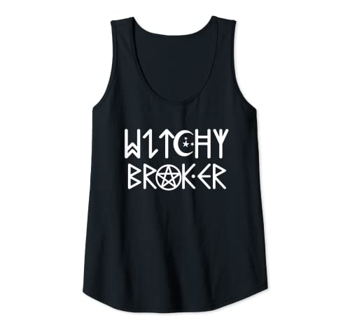 Womens Halloween Real Estate Broker Witch Mortage Lender Witchy Tank Top