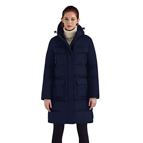 Triple F.A.T. Goose Women's Delphine - Long Puffer Coat Women - Long Winter Coats For Women - Puffer Jacket Womens (Navy, Small)