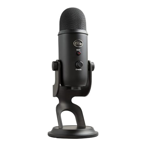 Logitech for Creators Blue Yeti USB Microphone for Gaming, Streaming, Podcasting, Twitch, YouTube, Discord, Recording for PC and Mac, 4 Polar Patterns, Studio Quality Sound, Plug & Play-Blackout