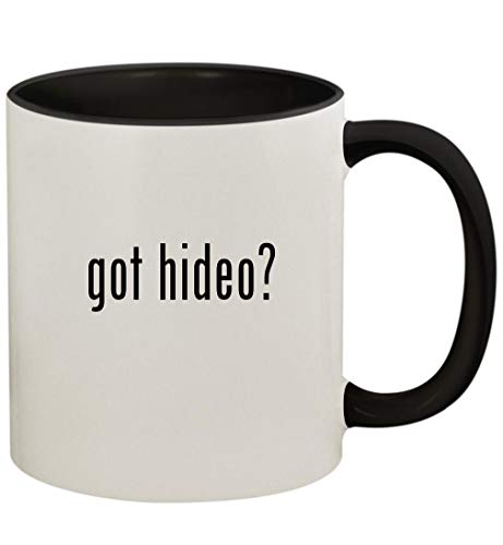 Knick Knack Gifts got hideo? - 11oz Ceramic Colored Handle and Inside Coffee Mug Cup, Black