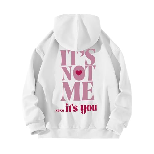 BLUBUKLKUN clearance items for women Hoodies for Women It's Not Me Letter Printed Hoodie It's You Long Sleeve Sweatshirt Oversized Trendy Y2K (White, XXL)