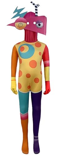 Zasveom Pomni Costume Kids Toddler Amazing Digital Circus Clothes Jumpsuit with Mask Cosplay Outfits for Halloween (Zooble, 7-8Y)