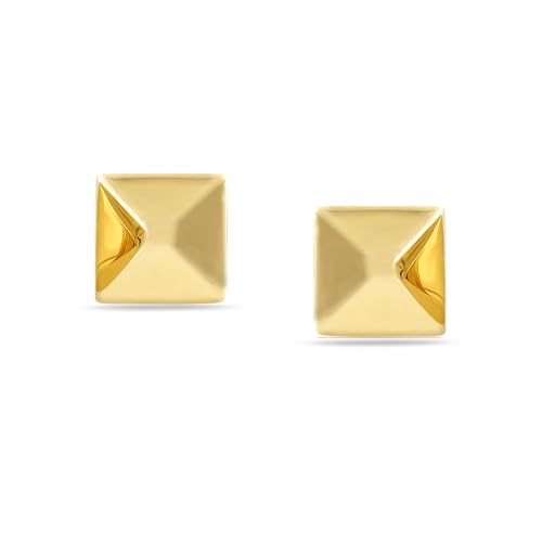 Charmsy 925 Sterling Silver 18K Gold-Plated Pyramid Stud Earrings for Women Teen