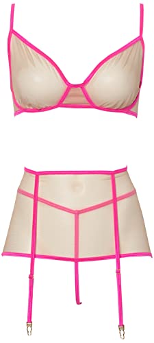 Mapalé by Espiral womens Three Piece Lingerie Set, Nude/Neon, Large-X-Large US