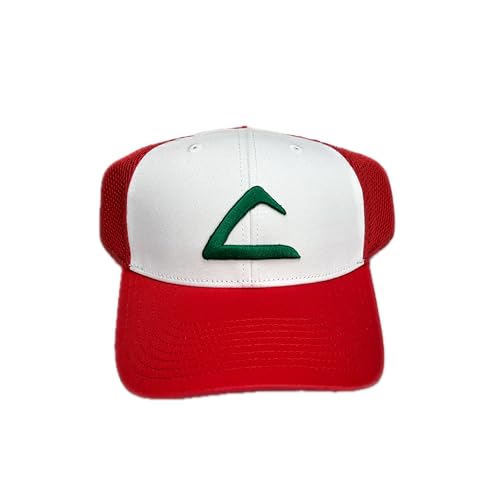 Embroidered Ash Ketchum Red and White, premium 3D Puff Logo poke League Trainer Anime Cosplay Snapback