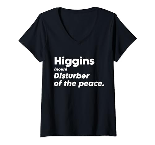 Womens Funny Higgins 'Disturber of the Peace' Custom Personalized V-Neck T-Shirt