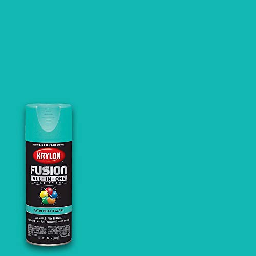 Krylon K02731007 Fusion All-In-One Spray Paint for Indoor/Outdoor Use, Satin Beach Glass Teal, 12 Ounce (Pack of 1)