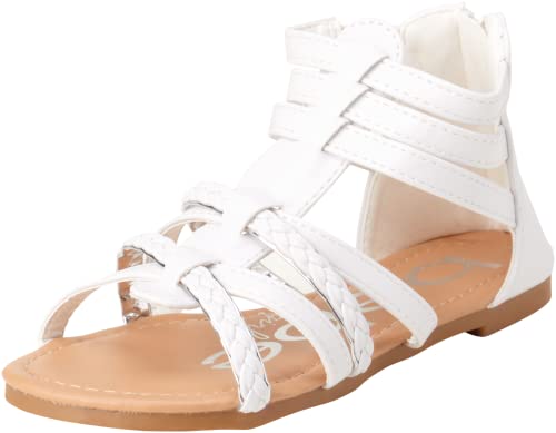 bebe Toddler Girls' Sandals - Leatherette Strapped Gladiator Sandals with Heel Zipper, Size 9 Toddler, White