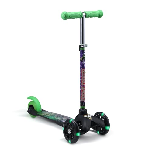 Monster Jam Self Balancing Kick Scooter with Light Up Wheels, Extra Wide Deck, 3 Wheel Platform, Foot Activated Brake, 75 lbs Limit, Kids & Toddlers Girls or Boys, for Ages 3 and Up