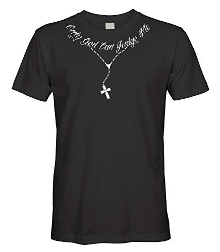 Cybertela Men's Only God Can Judge Me Tattoo Necklace T-Shirt (Black, X-Large)