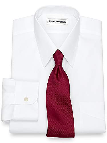 Paul Fredrick Men's Non-Iron 2-Ply Cotton Straight Collar Dress Shirt, Size 17.0/33 White