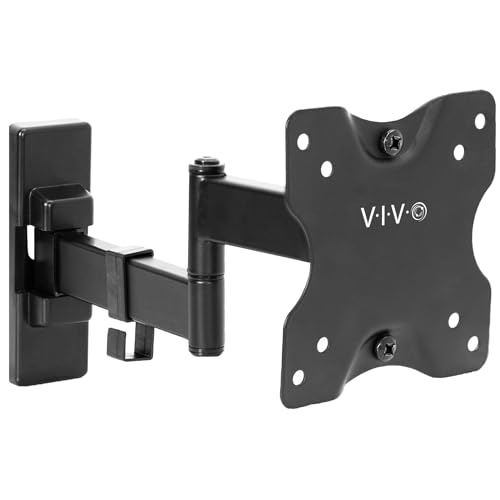 VIVO Full Motion Wall Mount for up to 27 inch LCD LED TV and Computer Monitor Screens, Tilt and Swivel Bracket with Max 100x100mm VESA, Black, MOUNT-VW01M