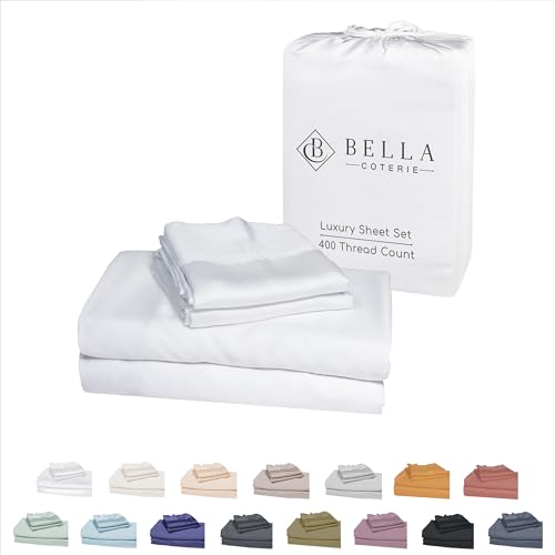 Bella Coterie Luxury Bamboo King Size Sheet Set | Organically Grown | Ultra Soft | Cooling for Hot Sleepers | 18' Deep Pocket | Viscose Made from Bamboo [White]