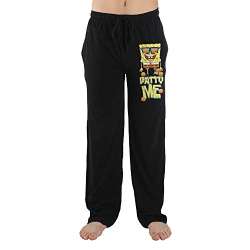 Mens Black Spongebob Krabby Patty Cartoon Character Sleep Pajama Pants-L