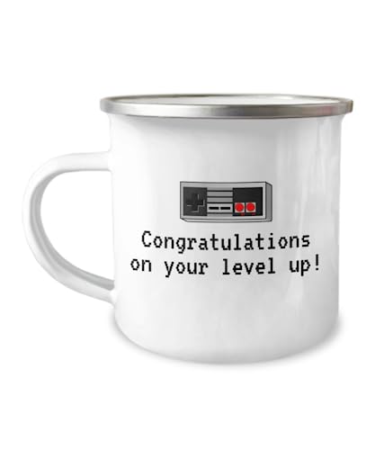 Video Gamer Birthday Gift Retro Gaming Mug Video Game Geek Present Console Gaming Nerd Level Up Enamel Camper Mug