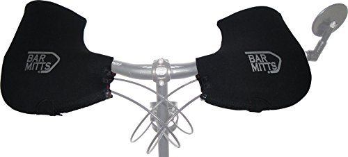 Bar Mitts Cold Weather Mountain/Commuter Bike Neoprene Handlebar Mittens, Single Bar End Opening, Small/Medium, Black