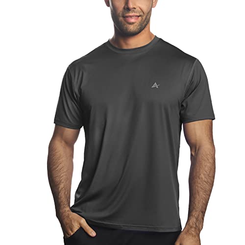 Arctic Cool Men’s Crew Neck Instant Cooling Moisture Wicking Performance UPF 50+ Short Sleeve Shirt | Lightweight Breathable Tshirt for Running, Workout, Exercise, Fishing, Storm Grey, L
