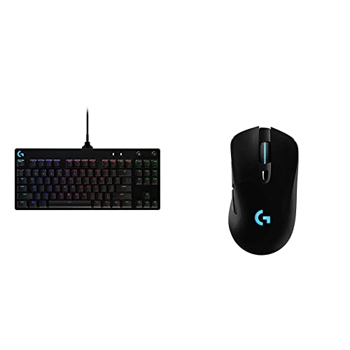 Logitech G703 Lightspeed Wireless Gaming Mouse W/Hero 25K Sensor - Black & PRO Mechanical Gaming Keyboard, Ultra Portable Tenkeyless Design, Detachable Micro USB Cable