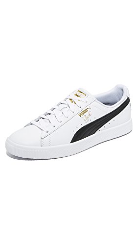 PUMA Men's CLYDE CORE L FOIL Sneaker, Puma White-Puma Black-Puma Team Gold, 9