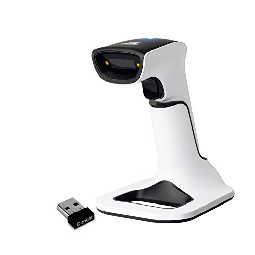ScanAvenger Wireless Portable 1D&2D with Stand Bluetooth Barcode Scanner: Hand Scanner 3-in-1, Cordless, Rechargeable Scan Gun for Inventory - USB Bar Code/QR Reader (1D&2D with Next Gen Stand)