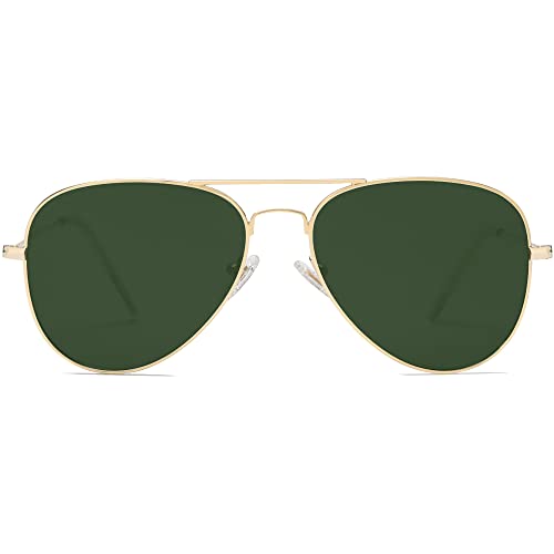 SOJOS Classic Aviator Polarized Sunglasses for Men Women Vintage Retro Style,Gold/Dark Green