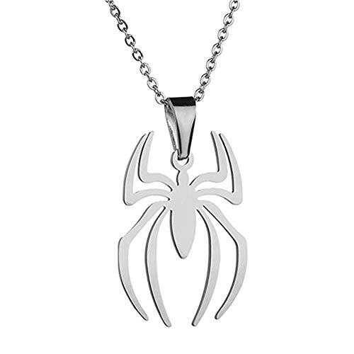 RZCXBS Spider Pendant Necklace Lightweight Surgical Stainless Steel Charm Spider Clavicle Chains for man Women(Silver)