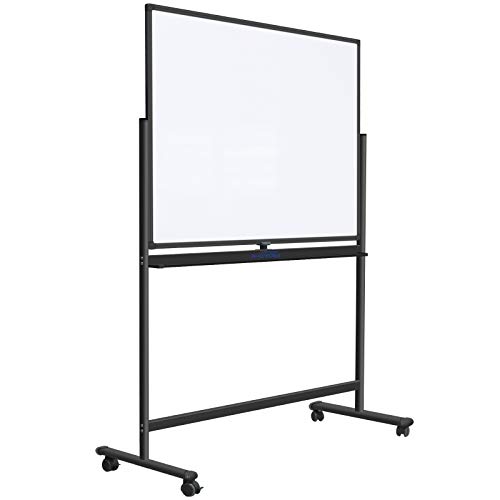H-Qprobd 48'x36' Mobile Whiteboard Double-Sided Magnetic Dry Erase Board on Wheels - Comercial Rolling White Boards with Sturdy Stand for Home, Office & School