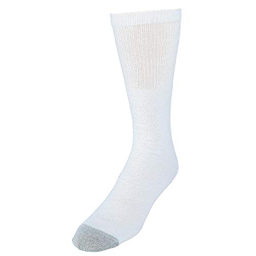 Hanes mens Double Tough Over the Calf Tube Sock, 12-pair Pack athletic socks, White/ Grey Toe , Shoe size 6-12