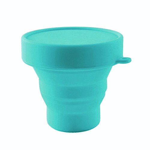 Collapsible Silicone Cup Foldable Sterilizing Cup for Menstrual Cups and Storing Your Diva Cup - Foldable for Travel from LUCKY CLOVER (Sky Blue)