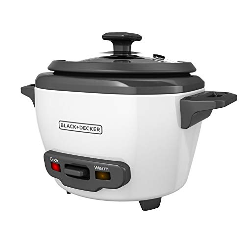 BLACK+DECKER 3-Cup Rice Cooker, RC503, 1.5-cup Uncooked Rice, Steaming Basket, Removable Non-Stick Bowl, One Touch