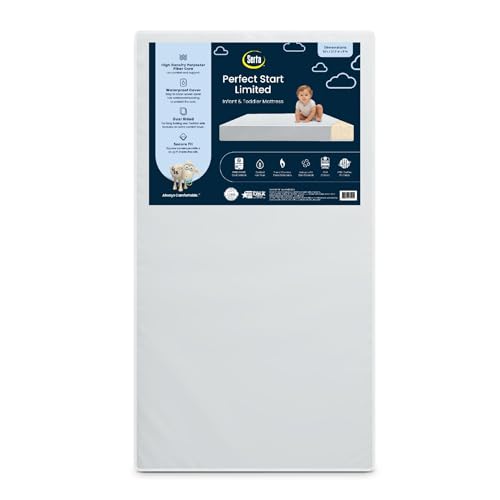 Serta Perfect Start Limited Dual Sided Baby Crib Mattress and Toddler Mattress, Breathable Fiber Core, GREENGUARD Gold Certified, Waterproof, 7 Year Warranty, Made in USA