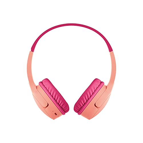 Belkin SoundForm Mini - Wireless Bluetooth Headphones for Kids with 30H Battery Life, 85dB Safe Volume Limit, Built-in Microphone - Kids On-Ear Earphones for iPhone, iPad, Fire Tablet & More - Pink