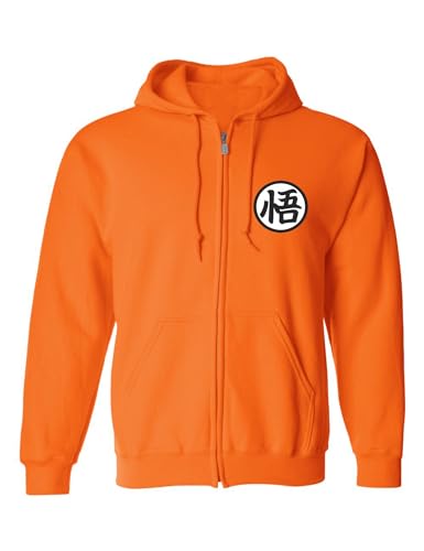 ALLNTRENDS Training Symbol Full Zip Hoodie Sweatshirt Anime Cool Graphic Top (XL, Orange)