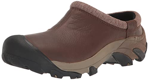 KEEN Men's Targhee 2 Slip On Casual Leather Clog, Dark Earth/Black, 10