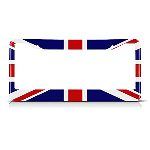 Beabes The Union Jack British Flag License Plate Frame United Kingdom Flag Novelty License Plate Frame License Plate Cover Car Tag Holder Metal License Plate Frame for US Vehicles Standard