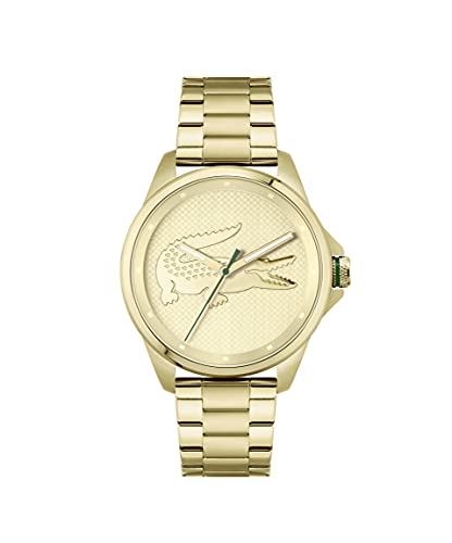 Lacoste Le Croc Men's Quartz Stainless Steel and Link Bracelet Watch, Color: Gold Plated (Model: 2011133)