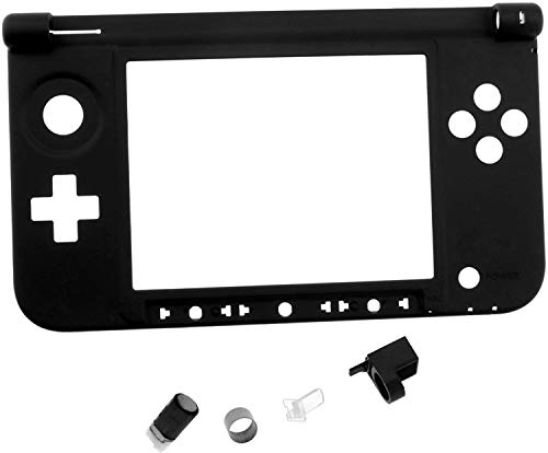 Replacement Shell Housing Bottom Middle Plastic Frame Black Compatible for Nintend 3DS LL/XL + Hinge Parts