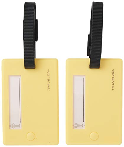 Travelon Set of 2 Luggage Tags, Neon Yellow, 6.63 x 3.5 x 0.13 Inches