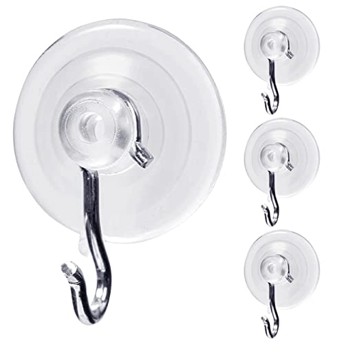 Suction Cup Hooks Wall Hooks for Hanging All Purpose Hook Wall Hangers Without Nails Heavy Duty Wall Hooks-Made in USA (7 lbs / 4 Pack)