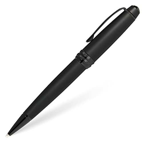 Cross Bailey Matte Black Lacquer Rolling Ball Pen with polished black PVD appointments