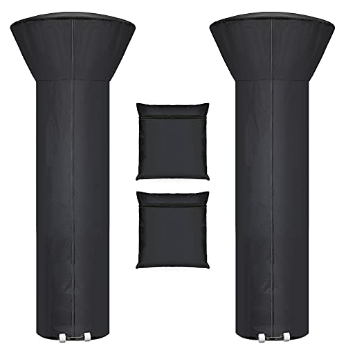 [2 Pack] Patio Heater Covers with Zipper and Storage Bag,Waterproof,Dustproof,Wind-Resistant,Sunlight-Resistant,Snow-Resistant,Black,89'' Height x 33' Dome x 19' Base