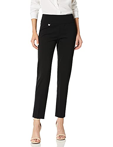 SLIM-SATION Women's Solid Knit Pull on Easy Fit Ankle Pant with Hem Vent, Black, 12