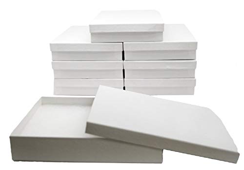 Novel Box Made in USA Jewelry Gift Box in White Swirl with Removable Cotton Pad 7X5X1.25 (Pack of 8) + Custom NB Pouch