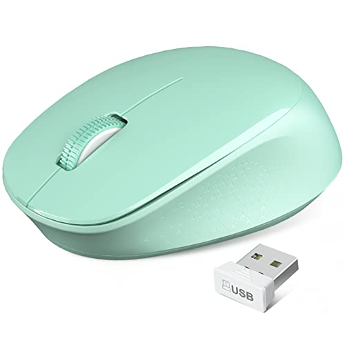 Trueque Wireless Mouse E702 2.4GHz Portable Computer Mouse with USB Receiver, Comfortable Silent Mice for Laptop, Chromebook, PC, Notebook, Desktop, Windows, Mac (Mint Green)