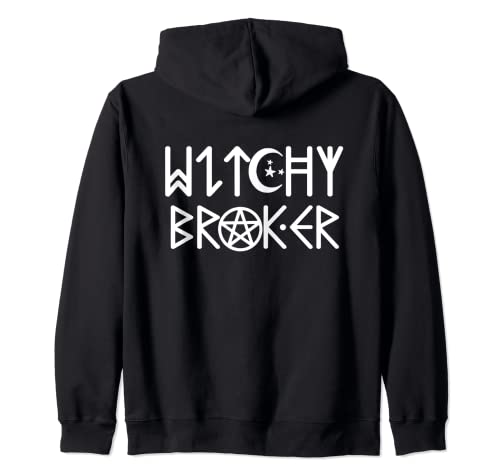 Halloween Real Estate Broker Witch Mortage Lender Witchy Zip Hoodie