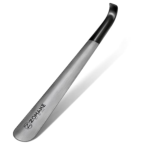 ZOMAKE Metal Shoe Horn Long Handle Shoehorn 16.5 inch - Extra Long Shoe Horns for Seniors Men Women - Stainless Steel Shoe Horn for Boots (Silver)